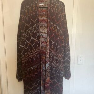 Maurices Cozy Brown and Blue Cardigan Sweater